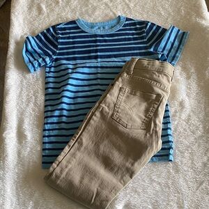 Boys Levi 8 reg Khaki jean Carters 8 T-shirtBlue Striped Short Sleeve Tee - Boys